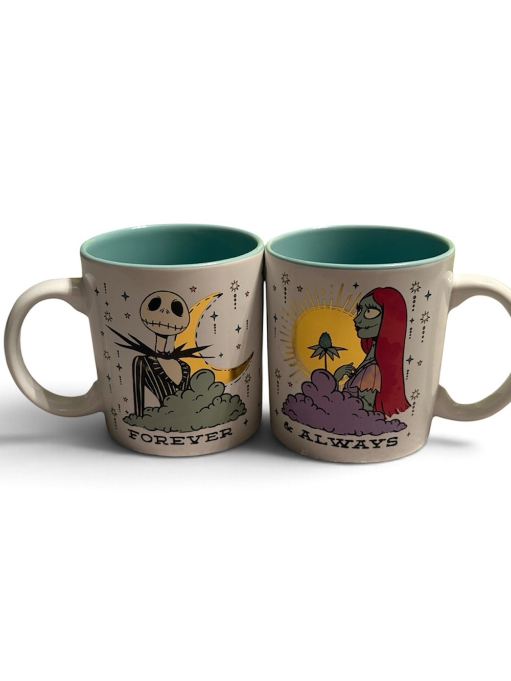 NWOT Disney Nightmare Before Christmas Forever Always Jack & Sally Mug Set of 2